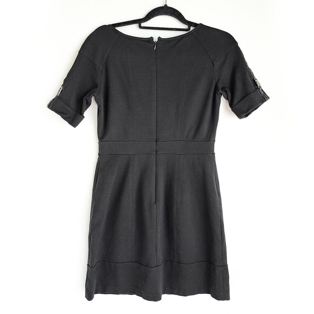 Vince Cameo Short Sleeve Faux Leather Pocket Sheath Dress Womens 8 Black - Picture 4 of 6